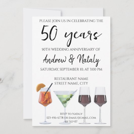 Invitation à des cocktails amusants et colorés (Devant)