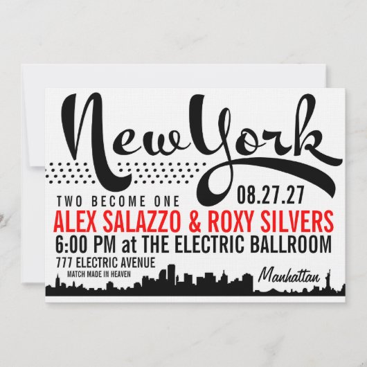 Invitation à destination de NEW YORK (Devant)