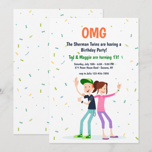 Invitation à deux Ados (Devant / Derrière)