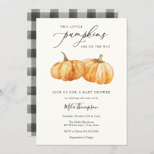 Invitation à deux Baby showers jumeaux Citrouille