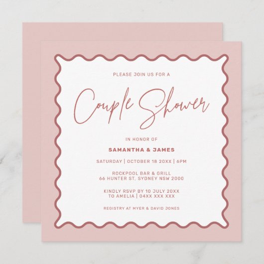 Invitation à deux douches à la frontière ondulée e (Devant / Derrière)