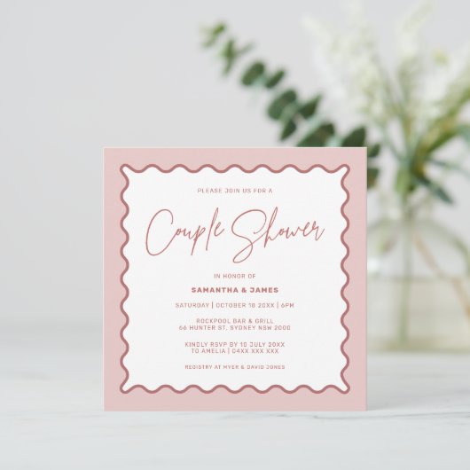 Invitation à deux douches à la frontière ondulée e (Debout devant)