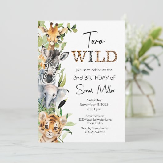 Invitation à deux fêtes d'anniversaire Wild 2nd (Debout devant)