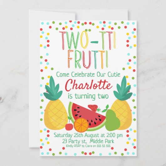 Invitation à deux tii Fruit 2e Anniversaire (Devant)