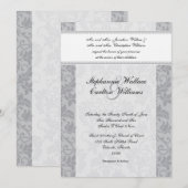 Invitation à deux tons Grey Mariage damassé (Devant / Derrière)
