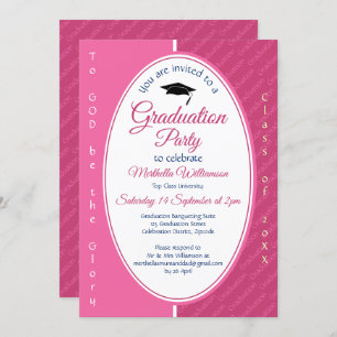 Invitation À DIEU ÊTRE LA GLOIRE Custom Pink Graduation