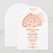 Invitation à dîner boule disco orange (Devant / Derrière)