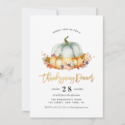 invitation à dîner d'action de grâces citrouille a (Devant)