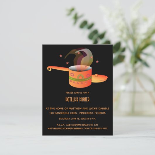 Invitation à dîner de chance de pot modifiable (Debout devant)