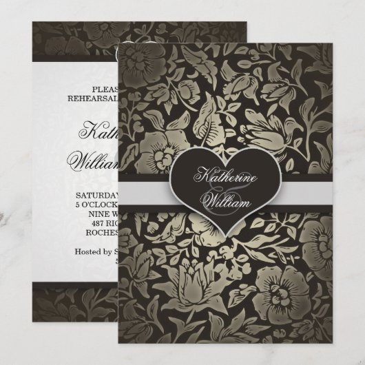 invitation à dîner vintage noir (Devant / Derrière)