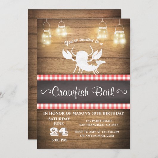 Invitation à ébullition de l'écrevisse Bois rustiq (Devant / Derrière)