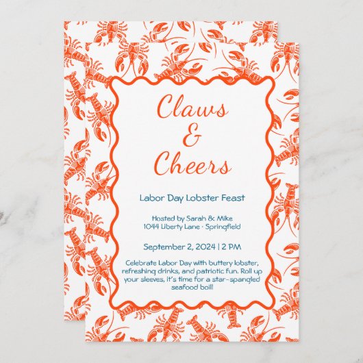 Invitation à ébullition du homard de la fête du tr (Devant / Derrière)