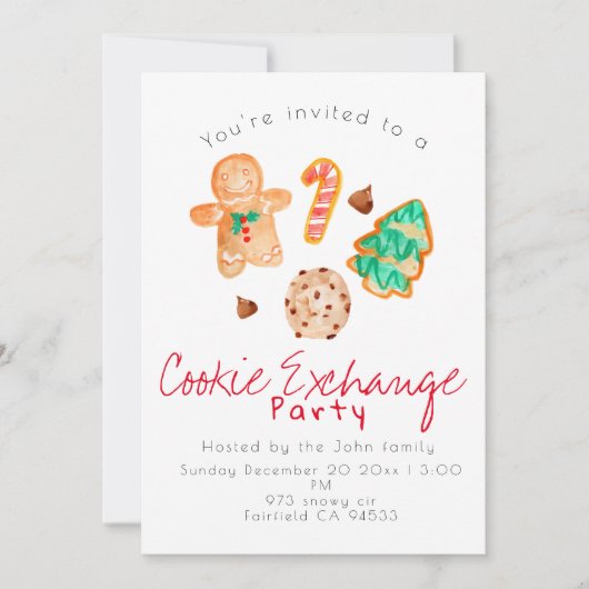 Invitation à échanger des biscuits de Noël (Devant)
