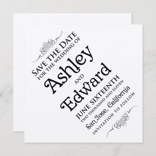 Invitation à enregistrer la date sélectionnée (Devant / Derrière)