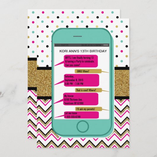 Invitation à envoyer des SMS par téléphone cellula (Devant / Derrière)