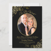 Invitation À être Mer Noir & Or QR Code et Mariage photo (Devant)