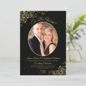 Invitation À être Mer Noir & Or QR Code et Mariage photo (Debout devant)