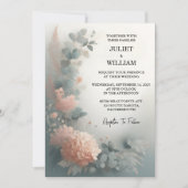 Invitation À Eucalyptus Lace Tulle Pastel Dusty Mariage bleu (Devant)