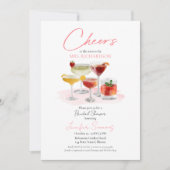 Invitation À | Fête des mariées de cocktails d'aquarelle (Devant)