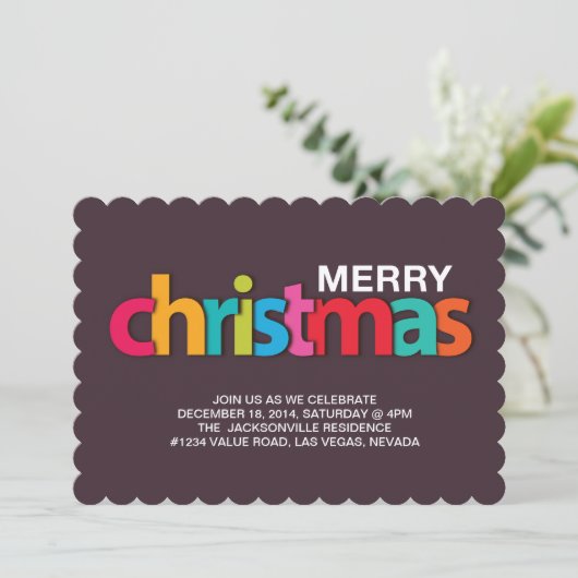 invitation à fêtes de noël coloré (Debout devant)