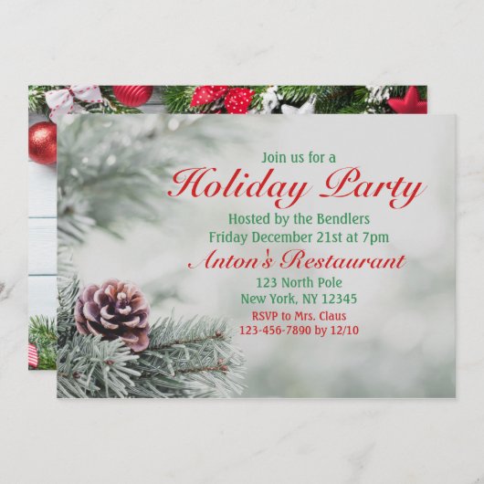 Invitation à feuillage persistant à la fête de Noë (Devant / Derrière)