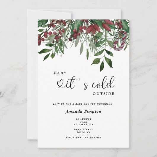 Invitation À feuillage persistant bébé il fait froid dehors b (Devant)