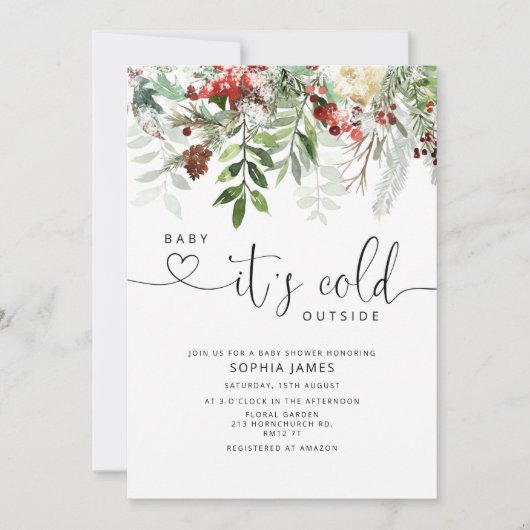 Invitation À feuillage persistant bébé il fait froid dehors b (Devant)