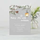 Invitation À feuillage persistant bébé il fait froid dehors b (Debout devant)