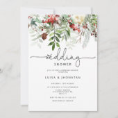 Invitation À feuillage persistant douche de mariage d'hiver (Devant)