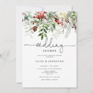 Invitation À feuillage persistant douche de mariage d'hiver