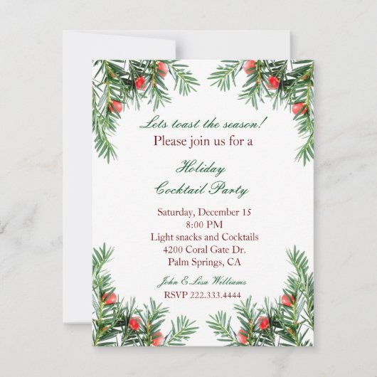 Invitation à feuillage persistant et rouge de (Devant)