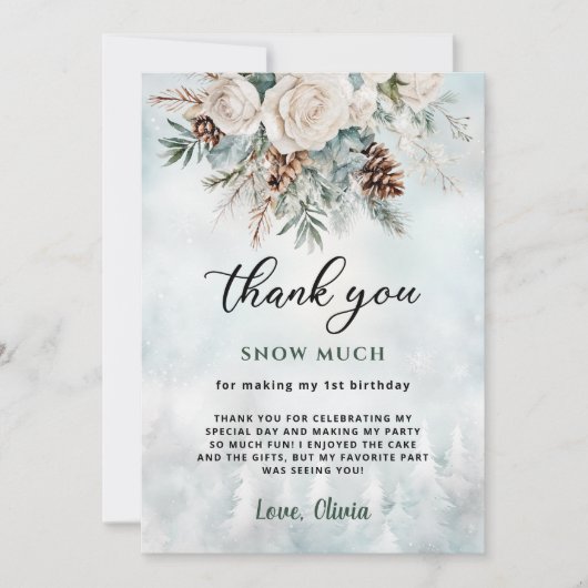 Invitation À feuillage persistant hiver Premier anniversaire  (Devant)