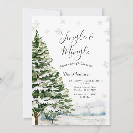 Invitation à feuillage persistant Jingle & Mingle  (Devant)