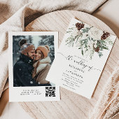 Invitation À feuillage persistant mariage d'hiver