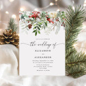 Invitation À feuillage persistant mariage d'hiver