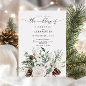 Invitation À feuillage persistant mariage d'hiver