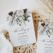 Invitation À feuillage persistant mariage d'hiver