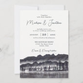 Invitation À feuillage persistant Pine Tree Mountains Mariage (Devant)