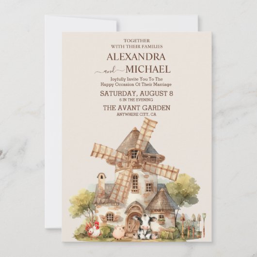 Invitation À feuillage persistant rustique Champs Grange Mari (Devant)