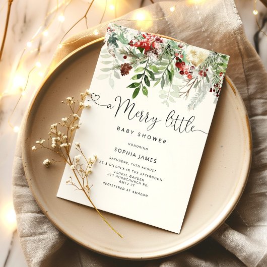 Invitation À feuillage persistant Un joli petit baby shower