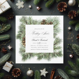 Invitation À feuillage persistant Winter Pines Wedding shower