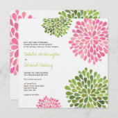Invitation à fleurir rose et vert Mariage (Devant / Derrière)