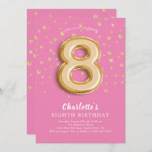 Invitation à Foil Balloon Floral 8E Anniversaire