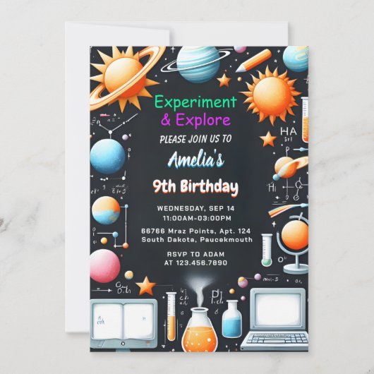 Invitation À Fun Lab Kids Geek Nerd Mad Science 9e anniversai (Devant)