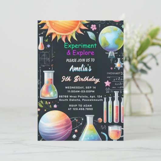 Invitation À Fun Lab Kids Geek Nerd Mad Science 9e anniversai (Debout devant)