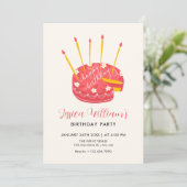 Invitation à gâteau rose Anniversaire (Debout devant)