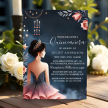 À Glam Ball Gown Spark Dark Navy Blue Quinceanera