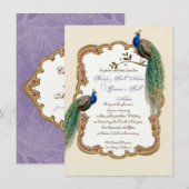 Invitation à Golden Peacock et Calligraphy (Devant / Derrière)
