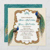 Invitation à Golden Peacock et Calligraphy (Devant / Derrière)