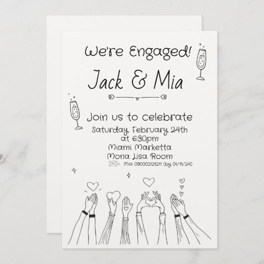 Invitation à gribouillis à main (Devant / Derrière)